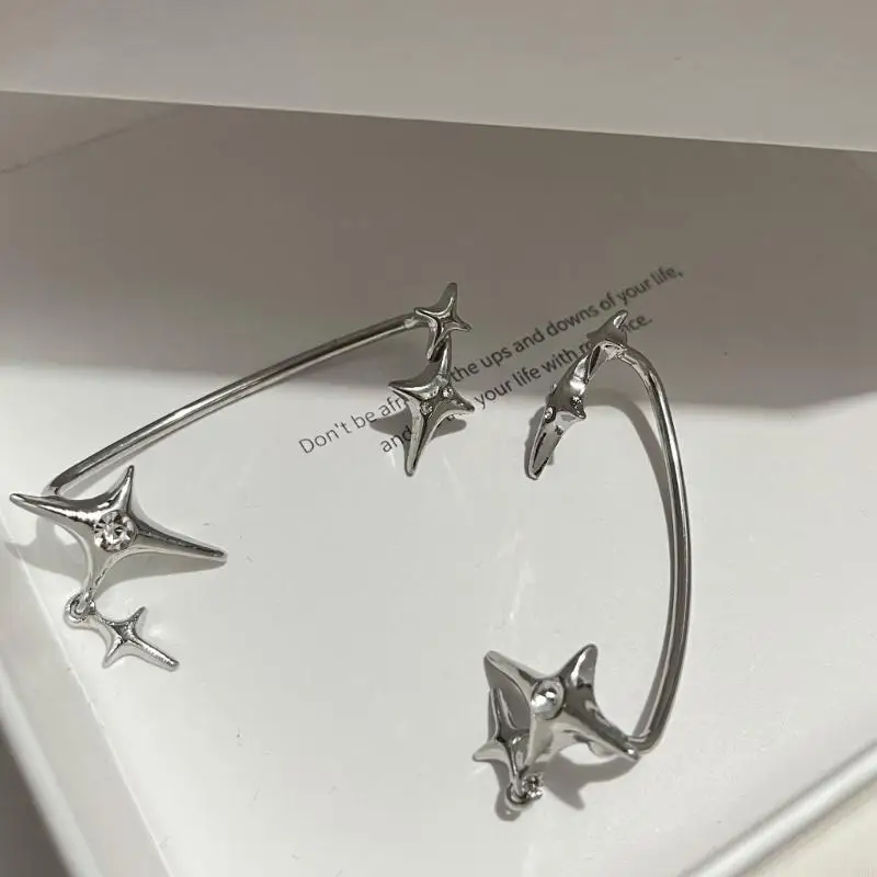 39BE Star Ear Cuff Wrap Non-Piercing Dangle Earrings Cartilage Climber Earring Fashion Jewelry Birthday Gift for Women Girls