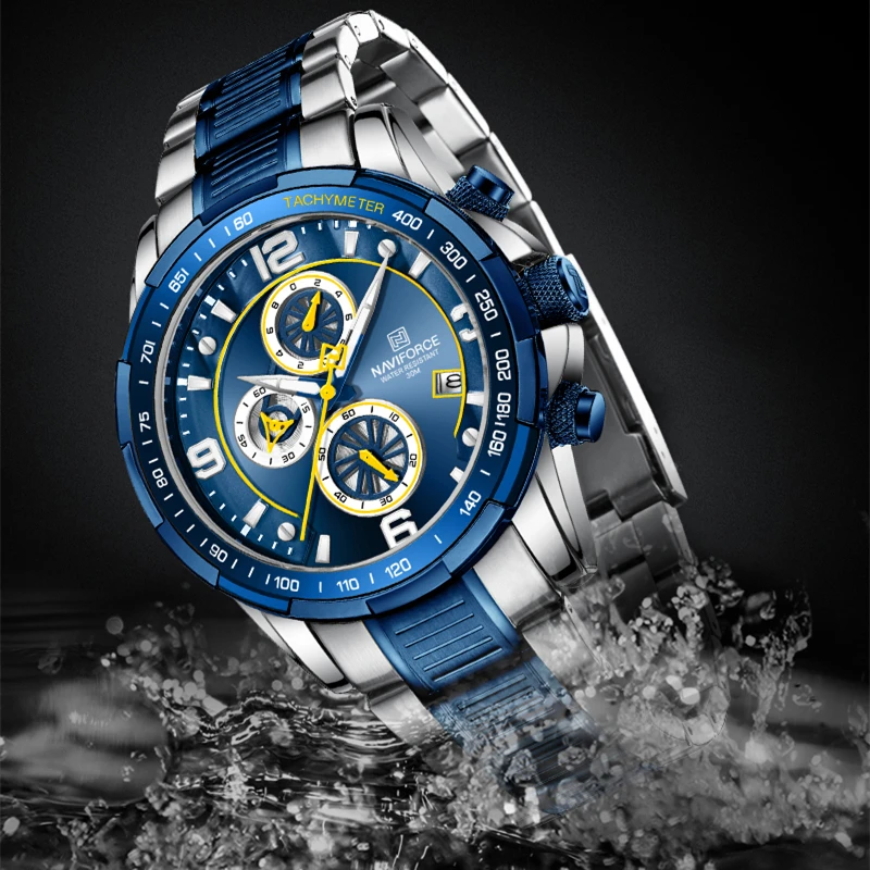 NAVIFORCE Luminous Sport Men Watch Quartz Wristwatches Calendar Mens Watch Waterproof Stainless Steel Luxury Watch Reloj Hombre