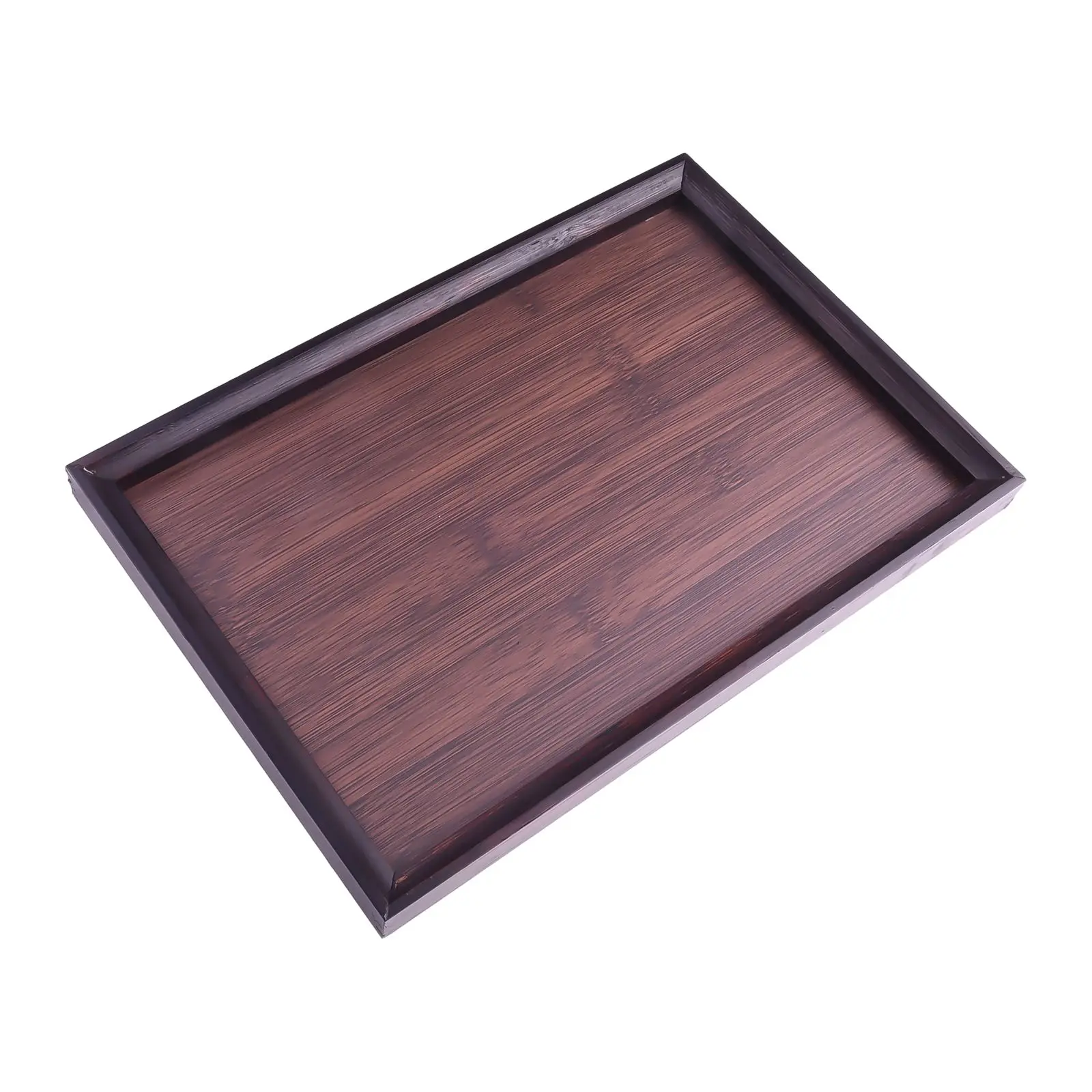 

Tableware Food Tray Bamboo Serving Tray Black Kitchen Tableware Party Tea Bar Plate Wooden Cake Dessert Storage Pan Durable