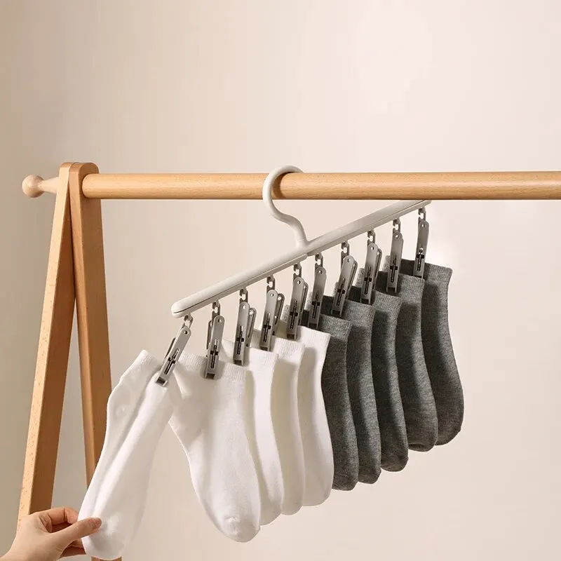 Socks Drying Rack with 10 Clips Multi-Function Dormitory Student Home Balcony Drying Clips Underwear Clips