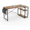 L Shaped Computer Desk with Reversible Shelves, Gaming Desk Study Writing Desk for Home Office Bedroom Small Space 4
