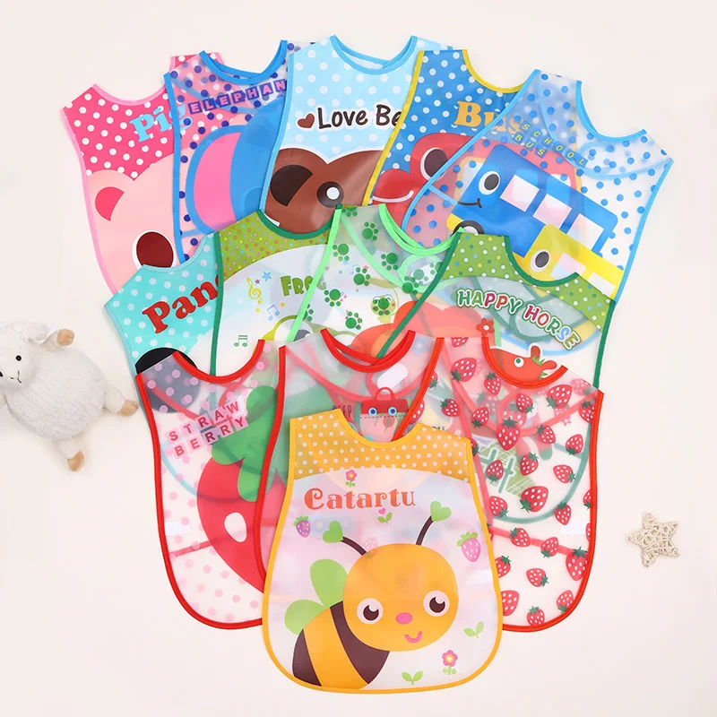 2PCS/Lot Waterproof Baby Bibs for Infant Toddler Boys Girls Sleeveless Feeding Apron Cartoon Animals Child Kids Bib