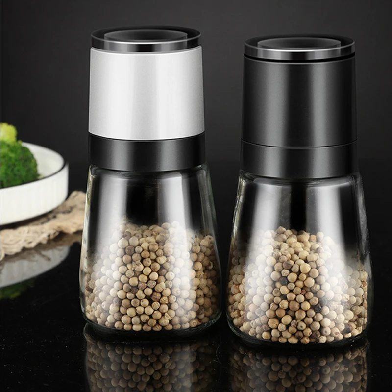 Salt And Pepper Grinder Refillable Pepper Shaker With Adjustable Thickness Spice Container Kitchen Manual Grinder Spice Mill