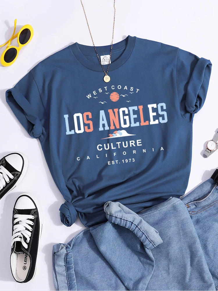 

Los Angeles West Coast Culture California Est. 1937 T-Shirt Vintage Hip Hop Tee Shirt Soft Casual T-Shirts Summer Women Tshirt