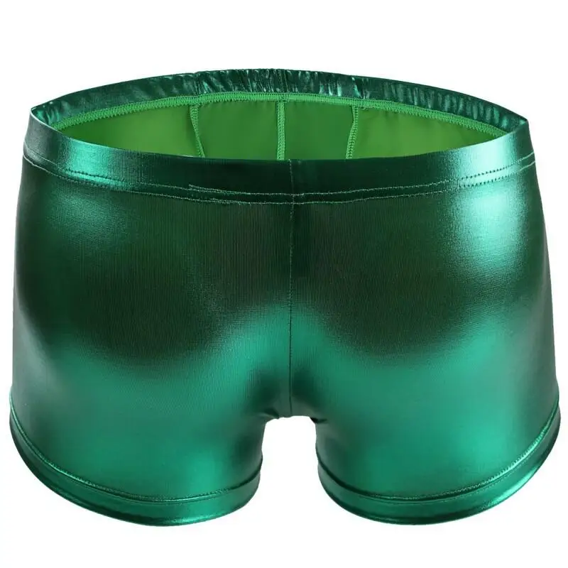 Mens Pu Underwear Boxers Brief Flat Angle Underwear Gay Leather Convex Big Bag Swim Trunk Male Gold Boxer Shorts men underwear