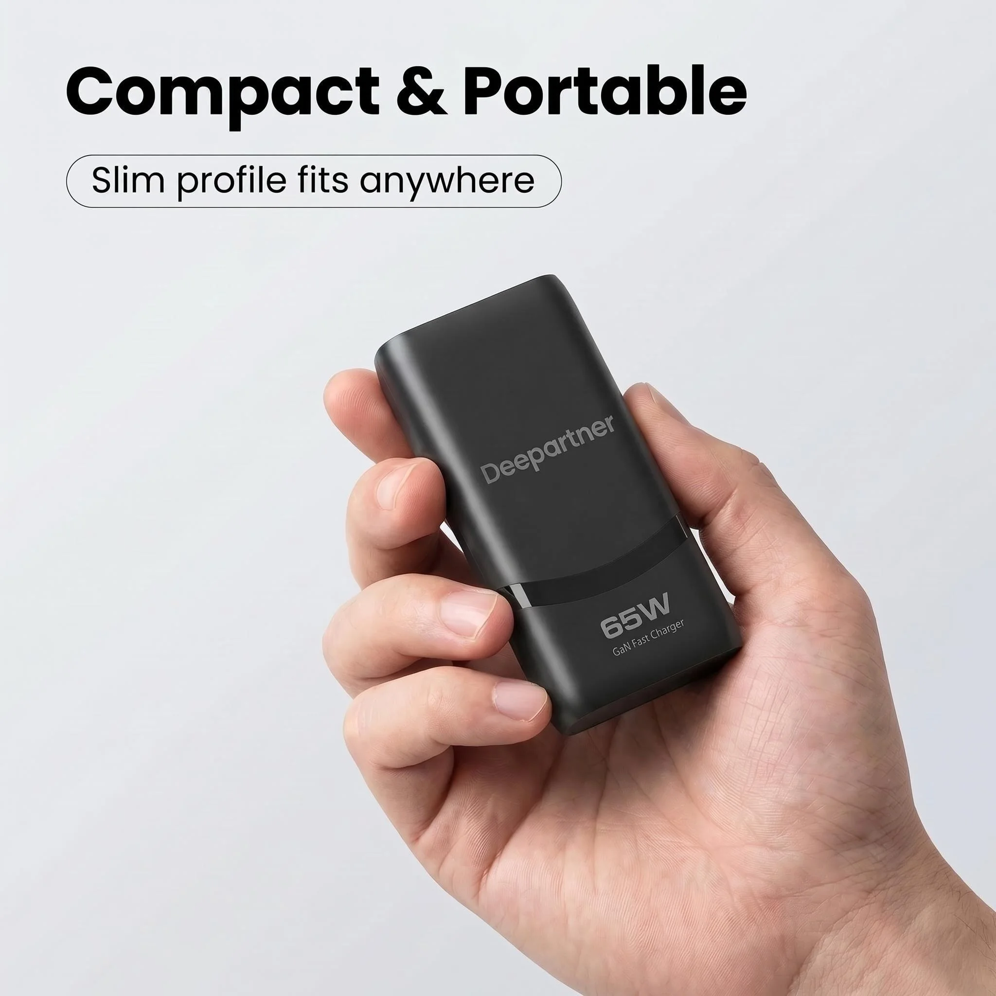 Compact 65W Dual-Port GaN USB-C Fast Charger with Foldable Plug