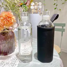 

500ML Water Bottle Leak-proof Time Scale Print Transparent High Borosilicate Teaware Bottle for Office