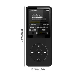 HiFi Sound Portable MP3 Player with Digital Display and Multifunctional Features (Black - No memory)