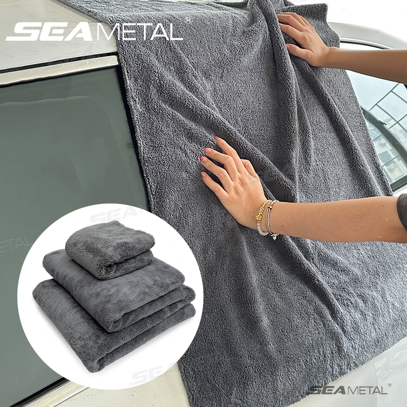 SEAMETAL 500GSM 세차 타월 청소 천 걸레 두꺼운 산호 양털 마이크로 화이버 자동차 타월 자동차 디테일링 걸레 청소 도구