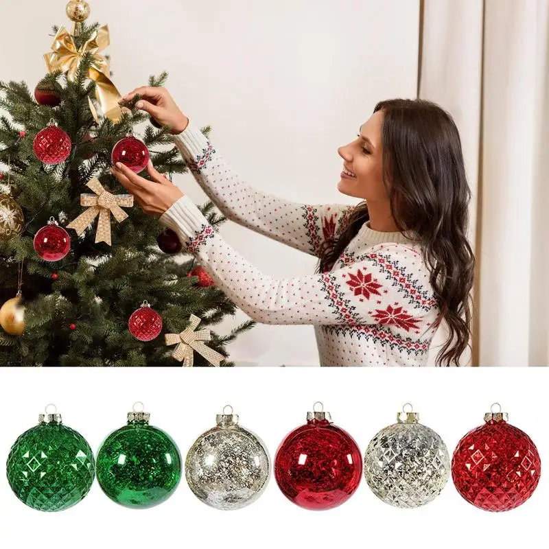 

Christmas Ball Ornaments Set Painted Plastics Christmas Tree Pendant Decoration Shatterproof hanging Balls for Christmas