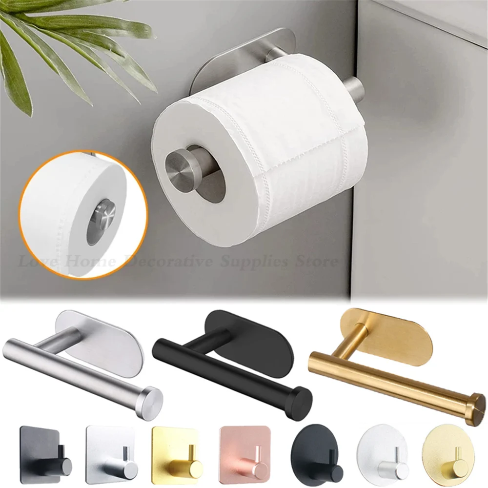 Cartel Disuasorio 2 Piezas Soporte De Pared Autoadhesivo Soporte Para Rollo De Papel Higiénico, Soporte Para Papel Higiénico De Acero Inoxidable,Apto Para Cocina Y Baño,Plata Portarrollos Baño
