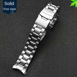 Premium Curved End Stainless Steel Men's Watchband Bracelet - High-Quality Metal, 20mm 22mm for 20mm (A Silver)