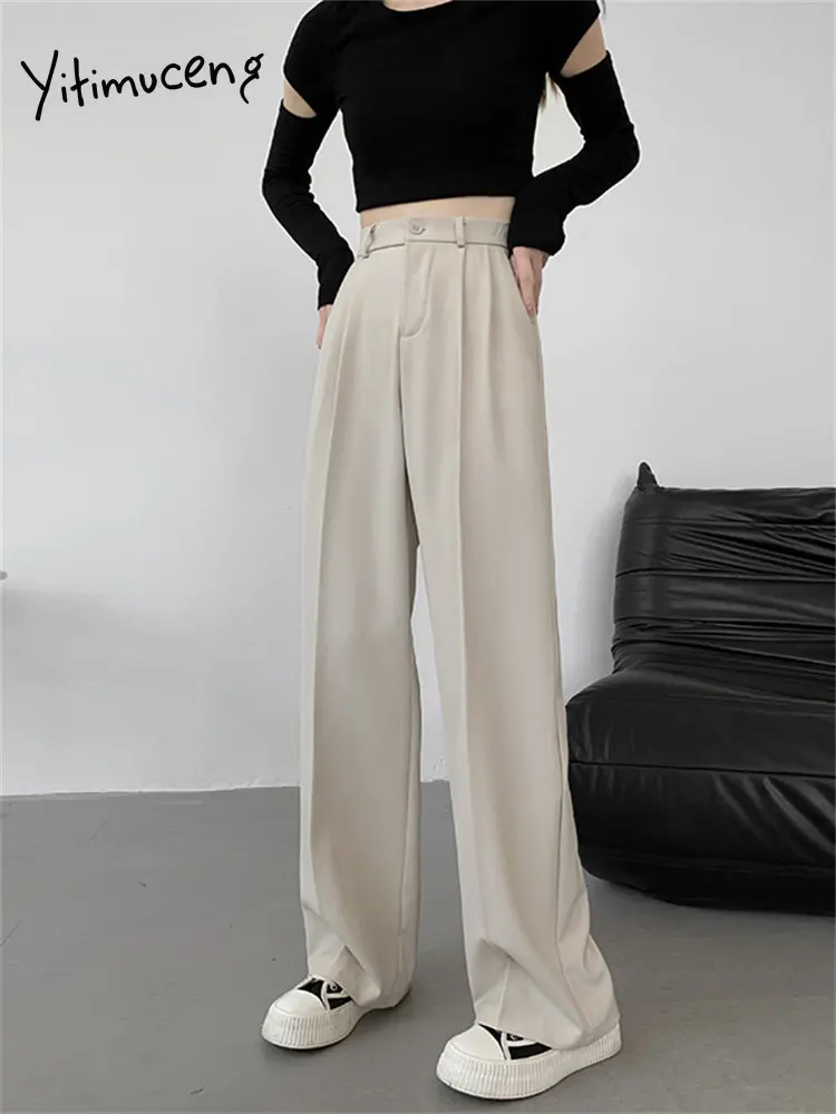 Black High Waist Trousers Women's 2023 Spring and Summer Korean Fashion  Suit Pants for Women's Casual Wide-leg Pants - AliExpress