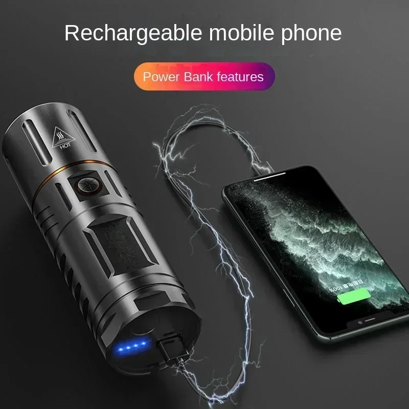 USB 충전식 초강력 조명 램프, T40 LED 손전등, 고출력 랜턴, 내장 3*18650 리튬 배터리