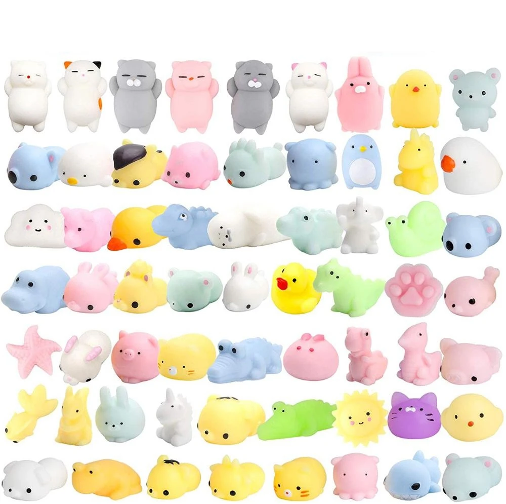 60-1PCS Kawaii Squishies Mochi Anima Squishy Toys For Kids Antistress Ball Squeeze Party Favors Stress Relief Toys For Birthday 2