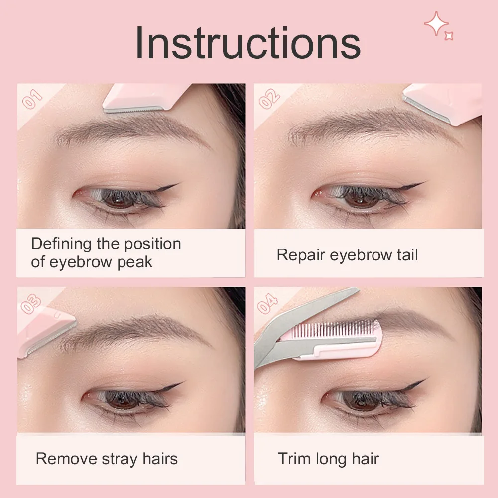 GECOMO Eyebrow Trimmer two-piece set Scratch-resistant Eyebrow Trimming Blade And Portable Eyebrow Scissors For Beginner 5
