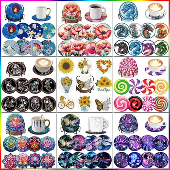 Diamond Painting Flower Coasters with Holder 1