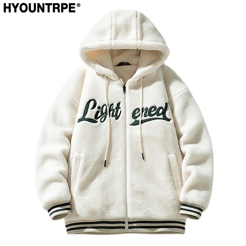 

Мужская Флисовая Куртка с капюшоном и надписью, с ворсом