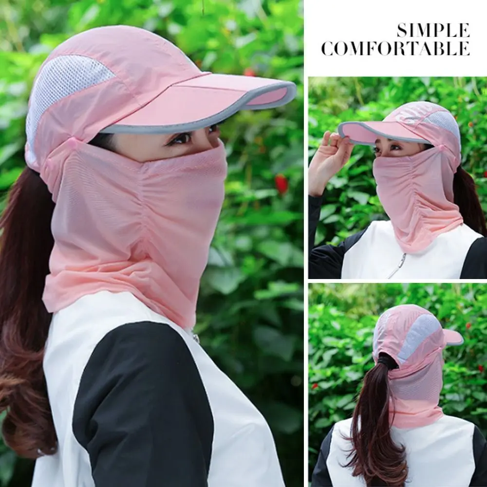Sunscreen Hat with Foldable Portable Face Covering UV Protection Breathable Mask Cycling Veil Hat Quick Drying Baseball Hat