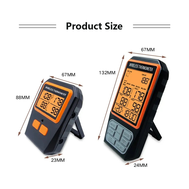 4 Probes Backlight LCD Display 100M Wireless Range Digital Kitchen Cooking BBQ Oven Meat Thermometer With Alarm Easy To Use