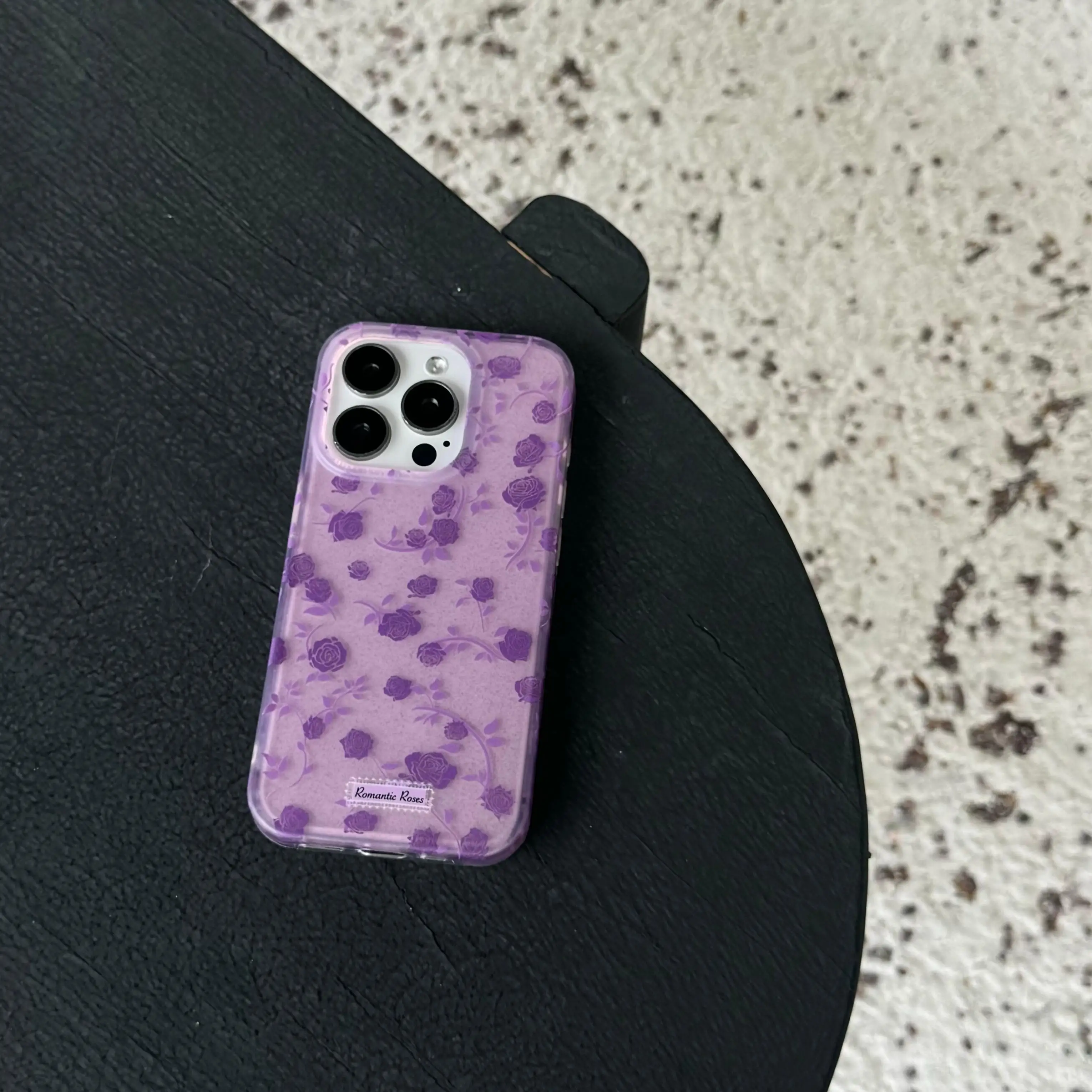 Chic Purple Flowers Full-Screen Rose Glitter Powder