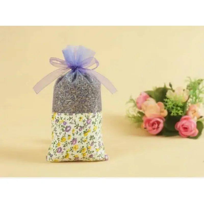 100pcs Light purple small floral flower bag wardrobe sachet mesh cotton cloth bag car aromatherapy custom