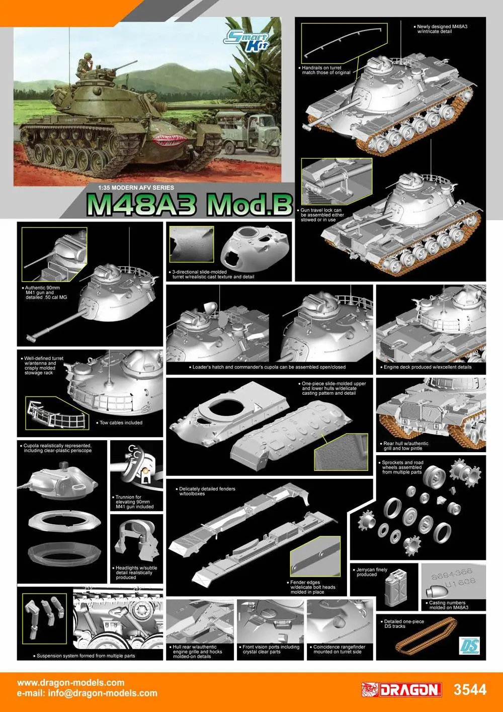 

Dragon 3544 1/35 Scale M48A3 Mod.B model kit
