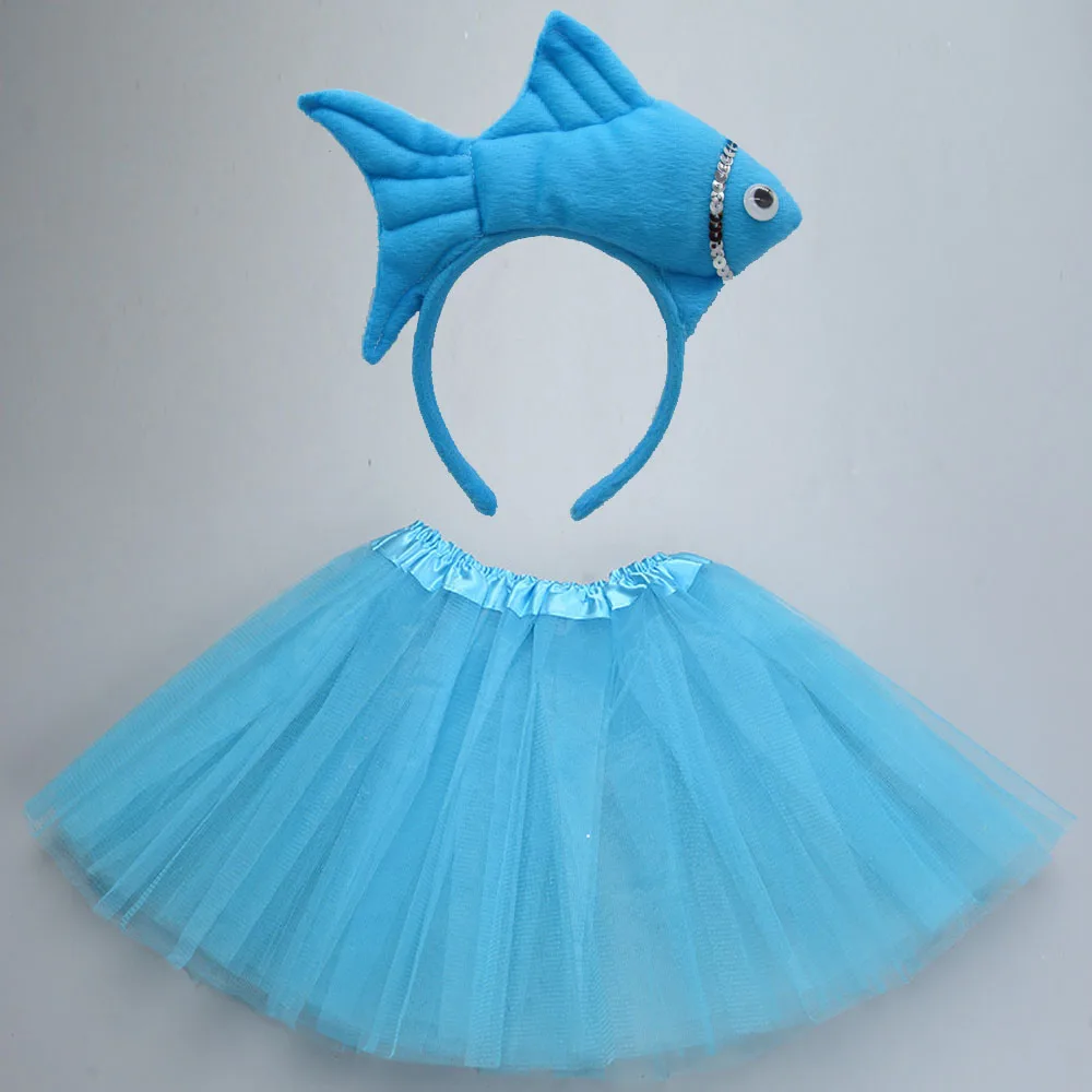 Cartoon Kids Children Animal Fish Crab Headband Tutu Skirt Tie Tail Party Gift Birthday Halloween Costume Cosplay animal cosplay costume