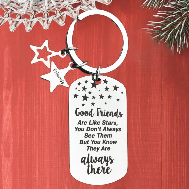 

Metal Friendship Gifts Keychain Pendant BFF Best Friend Birthday Christmas Gift Key Chains Keyrings Good Friends Are Like Stars