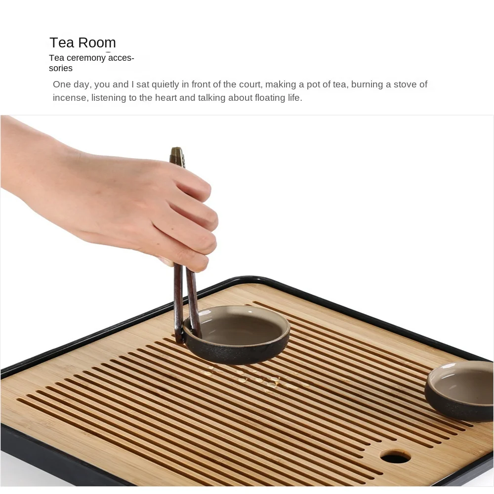 1/5PCS Natural Bamboo Tweezers Versatile Convenient Wooden Ebony Alloy Tongs Tea Tweezers Fall-proof Non-slip Sawtooth