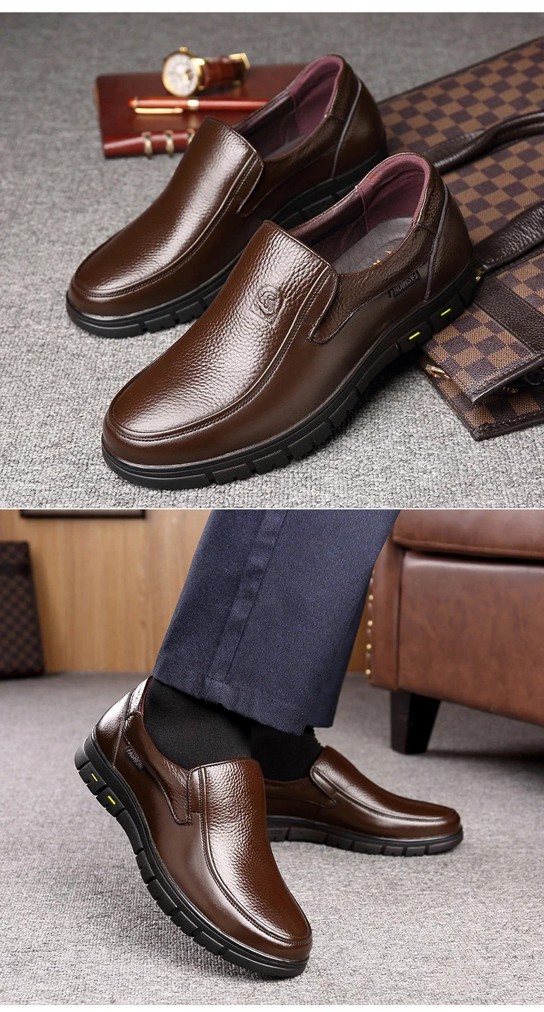 Genuine Leather Casual For Men Handmade Flat Platform Walking Shoes Outdoor Footwear Loafers Breathable Sneakers_vogvips.com