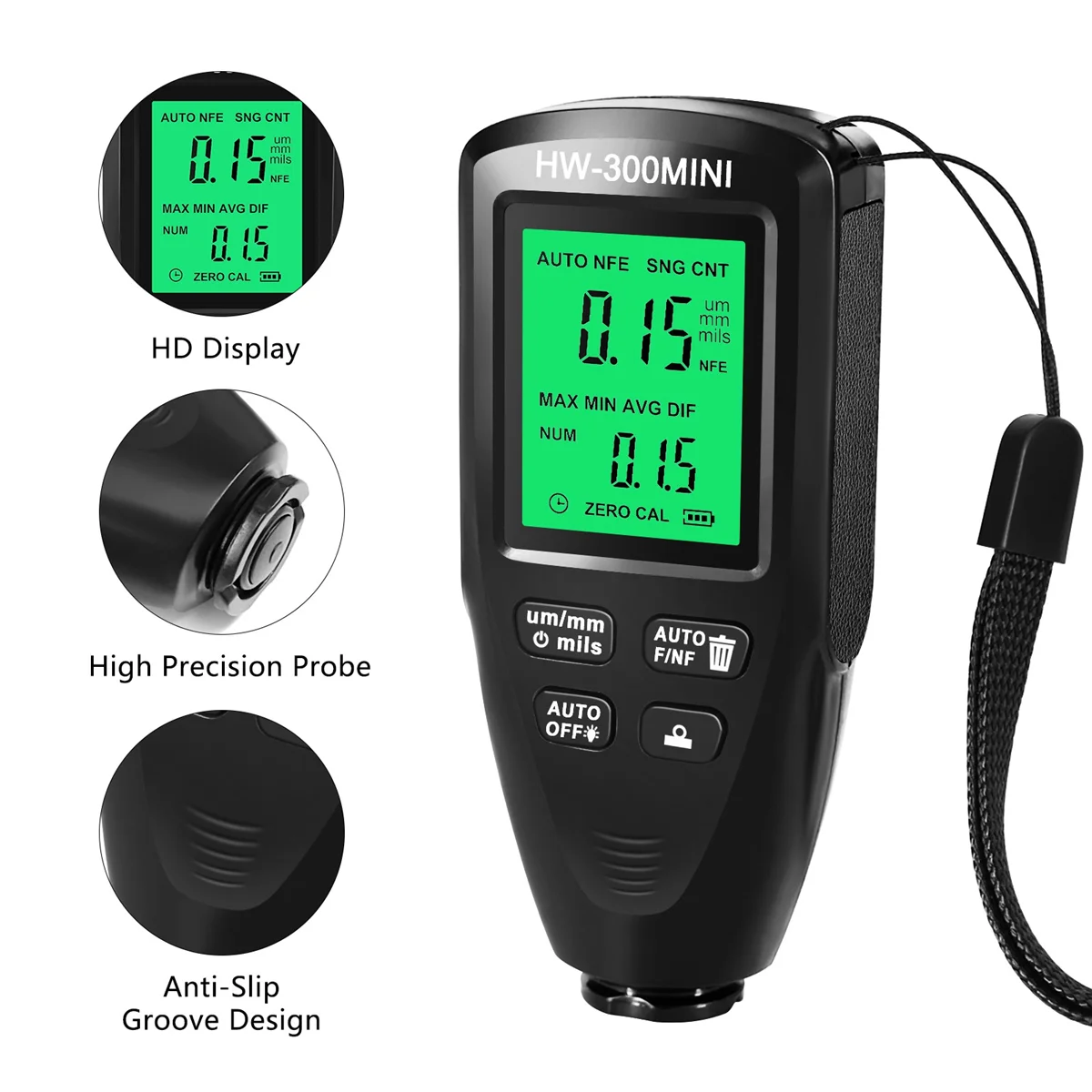 

HW300-MINI Coating Thickness Gauge Paint Film Thickness Tester Measuring Tools Automotive