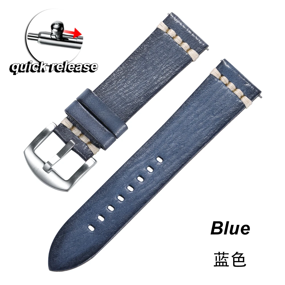 Premium Vintage Cowhide Leather Watch Strap - Men's Wrist Bracelet