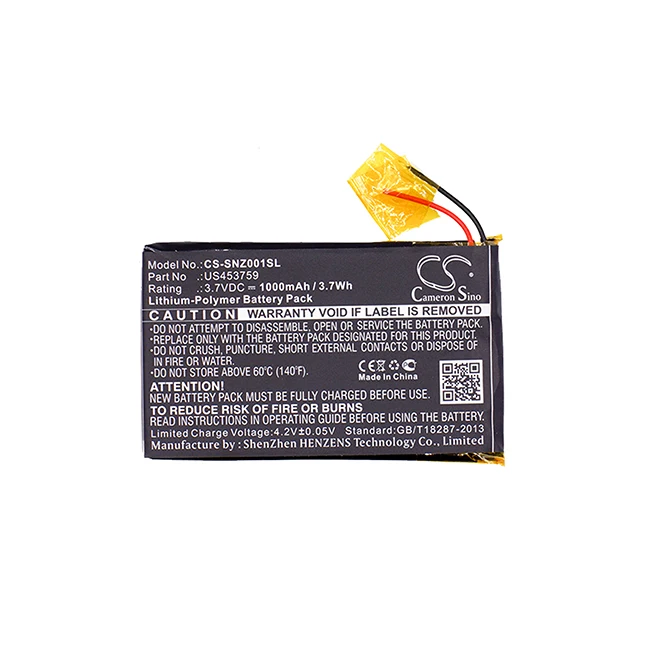 Batteria Cameron Sino 1000Mah Per Sony Nwz-Zx1 Walkman Nwz-Zx1 Mdr-Hw700Ds Us453759
