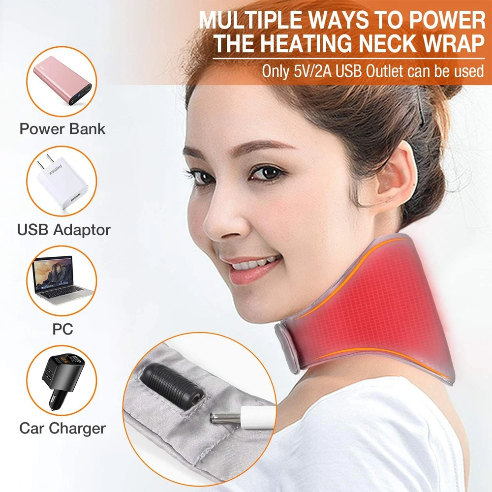 Electric Heating shoulder Pad USB Heated Neck Wrap For health care tool Neck  Massager Brace Cramps Pain Relief Relieve Fatigue - AliExpress