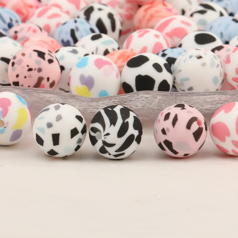 Cordial Design 100Pcs 16*16MM DIY/Hand Made/Spot Print/Silicone Material Beads/Baby Edible Beads/Chewable/Jewelry Accessories - cordial