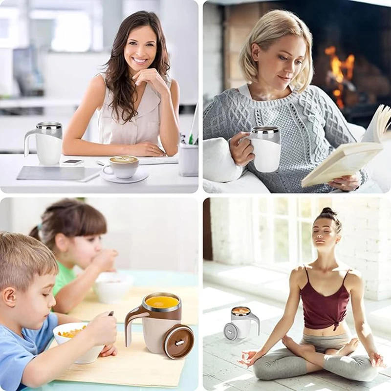 1PC Portable Smart Automatic Magnetic Stirring Cup Rechargeable Stainless Steel Lazy Rotating Mug Stirring Cup Drinking Tools