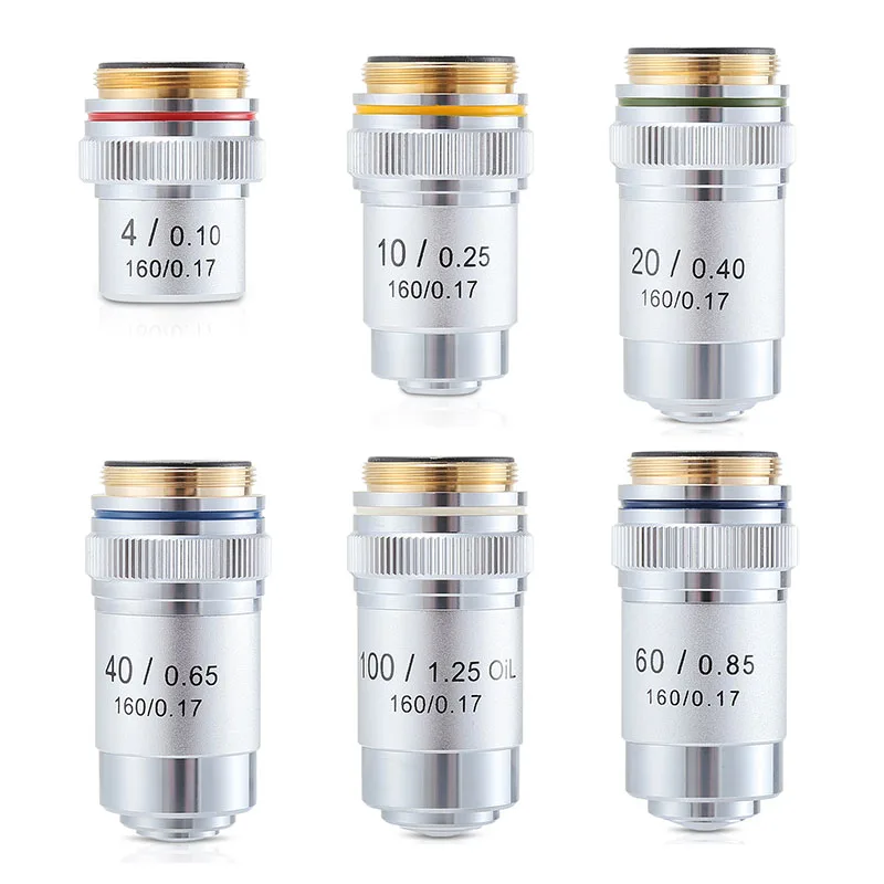 

4X 10X 20X 40X 60X 100X Achromatic Objective Lens 195 mm Conjugate Distance Tube Length 160 mm Biological Microscope Objective