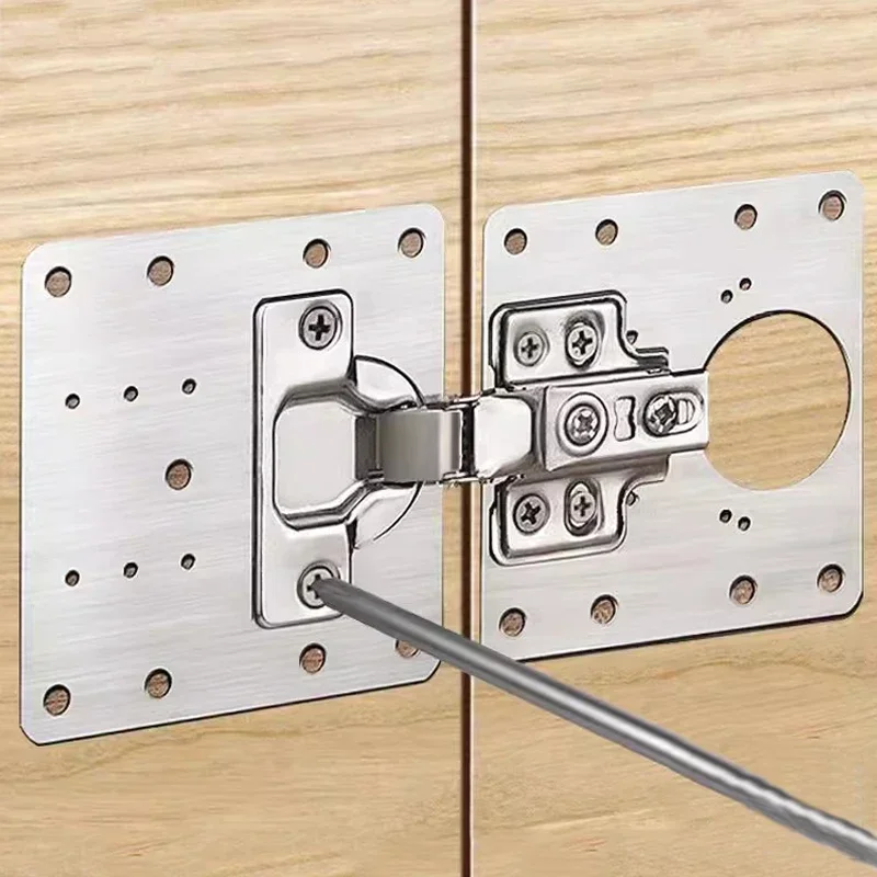 Stainless Steel Cabinet Hinge Repair Plate Kit Screw Furniture Drawer Door Hinge Mounting Plate Flat Fixing Brackets Tools hinge repair plate furniture hinge cabinet door hinges cabinet hinges stainless steel door hinges