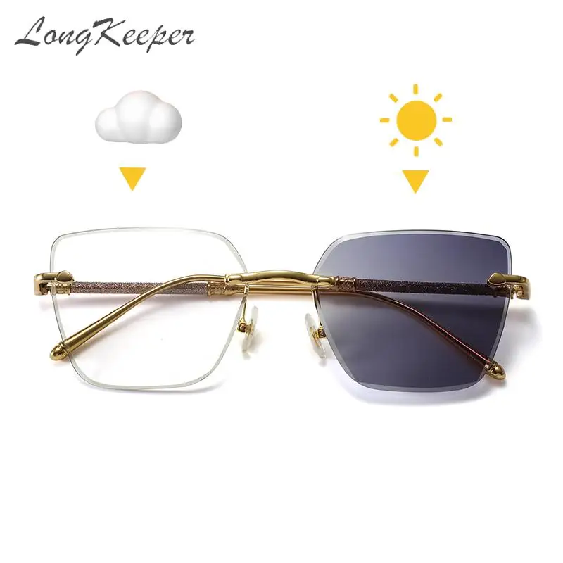 

Rimless Women Glasses Frame Metal Frame Anti Blue Light Glasses Oversized Optical Square Photochromic Spectacle Eyeglass Oculos