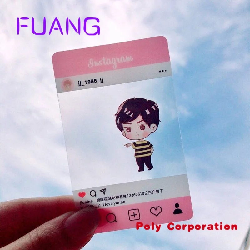 Custom  High Quality Custom Korean Star Kpop Gift Plastic Clear PVC Transparent Advertising Photocard Ticket Instagram Business 