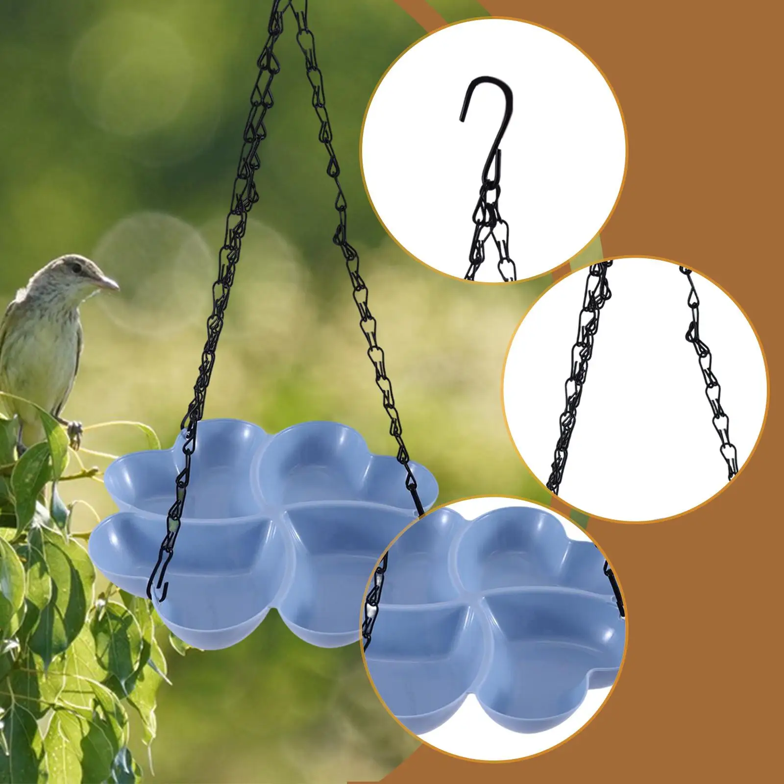 Bird Feeder Water Bowl Feeding Tray Stable Hanging Design for Outdoor Garden Birds Drinking