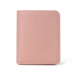Compact Genuine Leather Slim Wallet - Unisex Card Holder & Coin Purse (Pink)