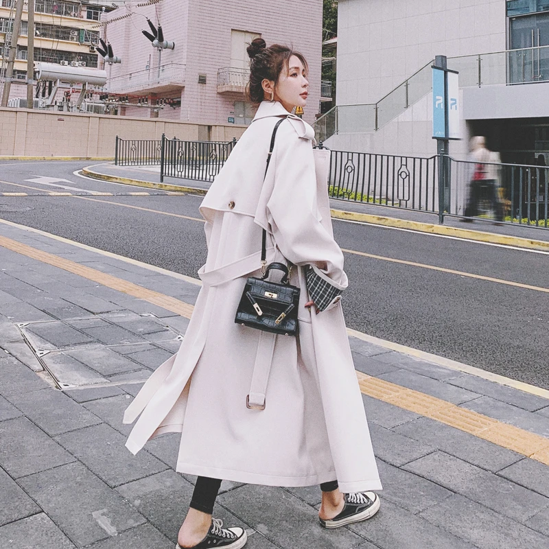 long puffer coat Brand New Fashion Women Trench Coat Double-Breasted Long Beige Duster Coat For Lady Outerwear Spring Autumn Female Clothes down parka