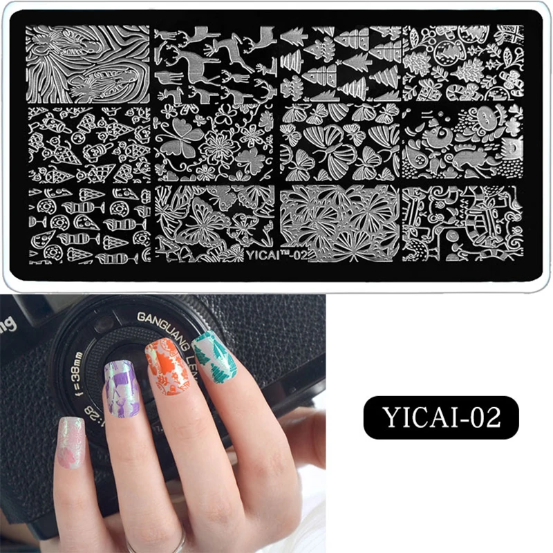 12*6cm 3D Geometric Wave Stripe Flower Nail Stamp French Line Nail Stamping Plates DIY UV Gel Polish Manicure Stamp &*& 2