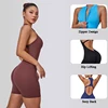 Zipper Women Tracksuit Pad Yoga Set One Piece Jumpsuit Workout Scrunch Legging Rompers Sport Gym Active Suit Exercise Bodysuits 3