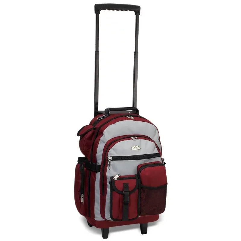 

Unisex Deluxe Backpack On Wheels 13.5"x 18.5"x 7" Burgundy Gray