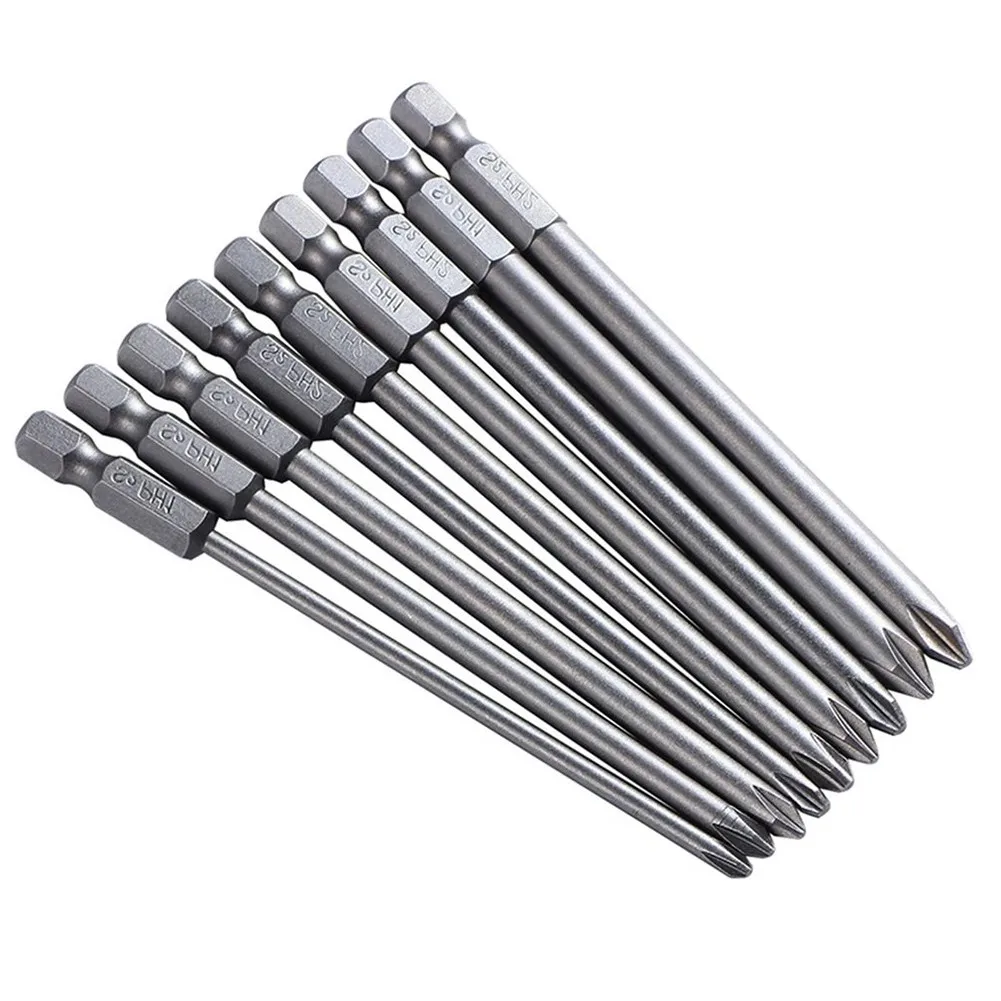 Description Picture 2 of item9Pcs PH1 PH2 Phillips Head Magnetic Screwdriver Bit S2 Alloy Steel 100mm Long For Electric Screw Driver Repair Tool