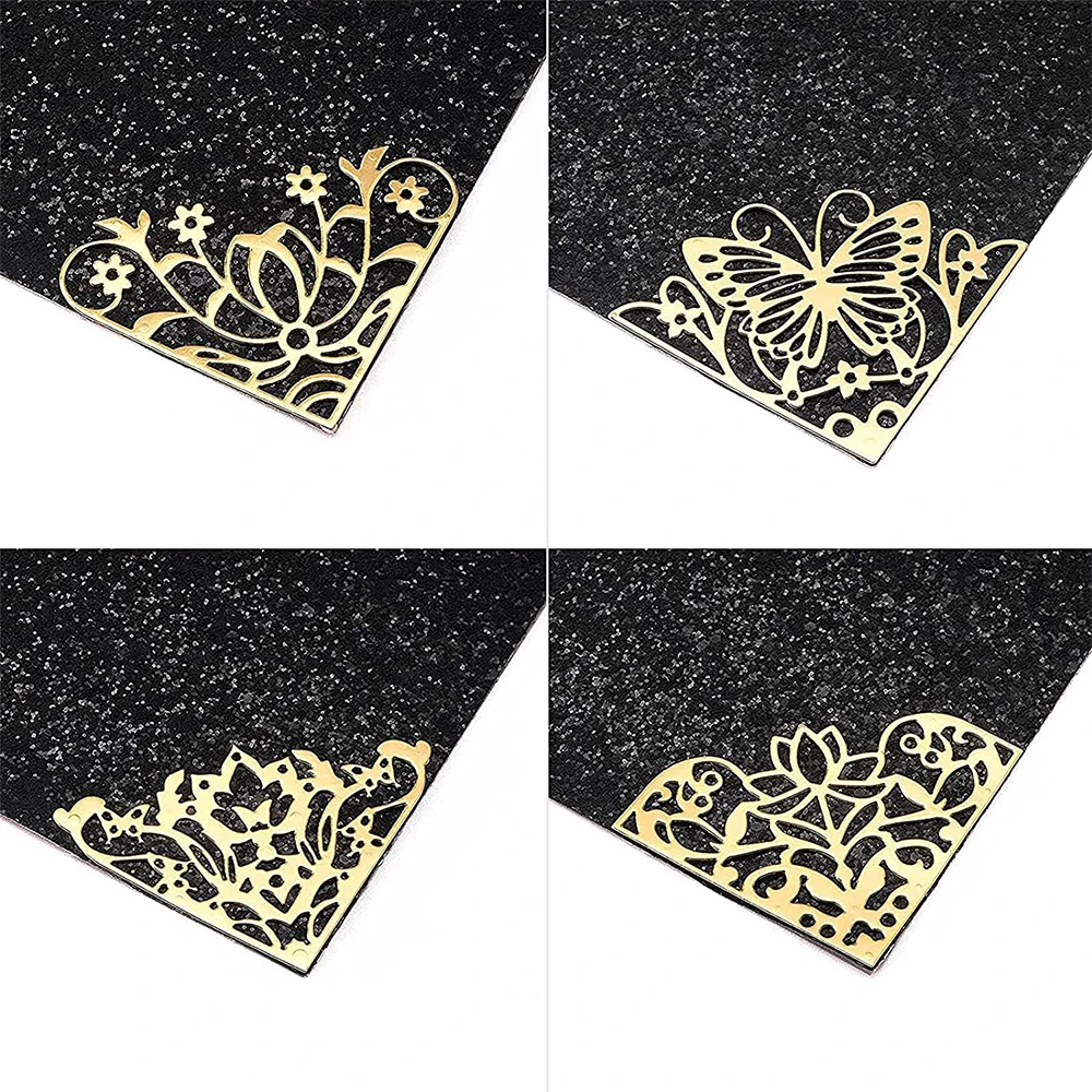 8pcs Flower Butterfly Metal Corner Cutting Dies Stencils for DIY Scrapbook Birthday Cards Wedding Invitation Making Album Decor