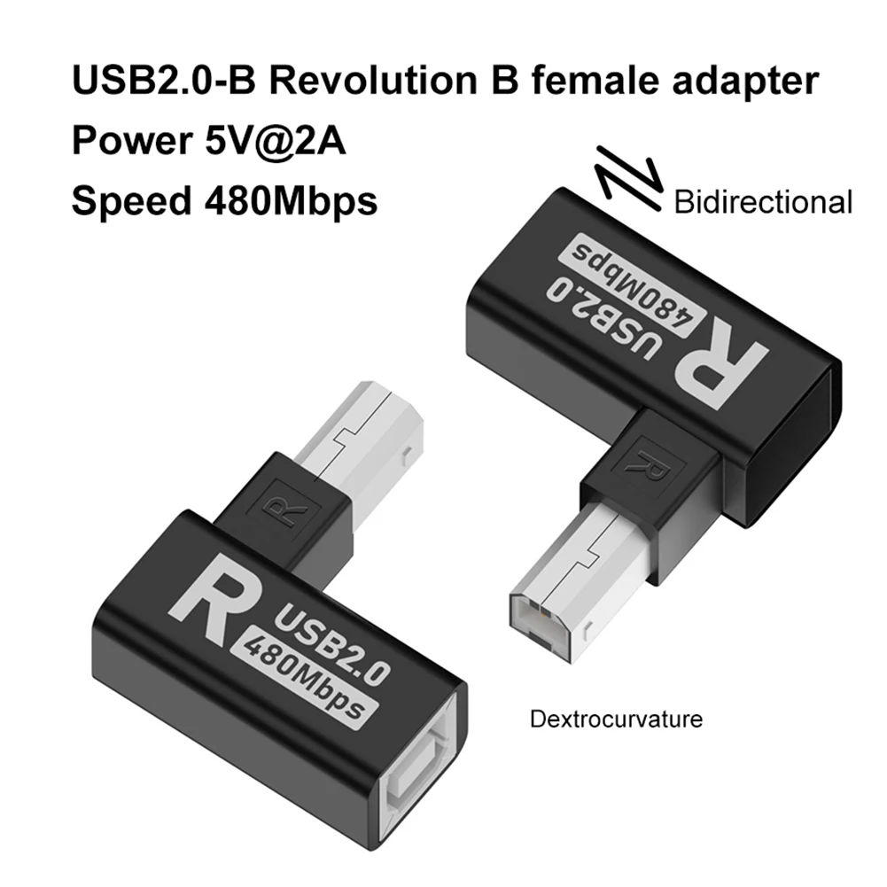엘보우 USB2.0 프린터 어댑터 USB 타입 B 남성-여성 프린터, 하드 드라이브, 베이스, 팩스기, 스캐너용 USB 2.0 프린터 어댑터